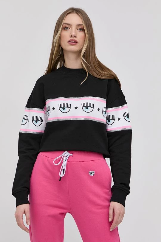 Γυναικεία Χωρίς φερμουάρ Βαμβακερή μπλούζα Chiara Ferragni χρώμα: μαύρο, 6 Γυναικεία Χωρίς φερμουάρ Βαμβακερή μπλούζα Chiara Ferragni χρώμα: μαύρο, - Image 4