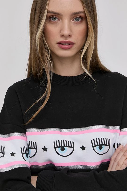 Γυναικεία Χωρίς φερμουάρ Βαμβακερή μπλούζα Chiara Ferragni χρώμα: μαύρο, 7 Γυναικεία Χωρίς φερμουάρ Βαμβακερή μπλούζα Chiara Ferragni χρώμα: μαύρο, - Image 5