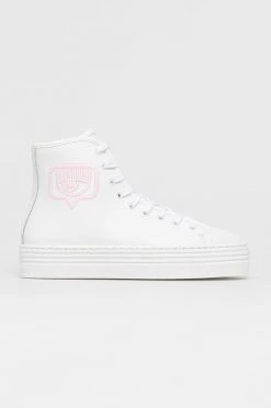 Γυναικεία Sneakers Chiara Ferragni - Δερμάτινα παπούτσια High Eye Like λευκό