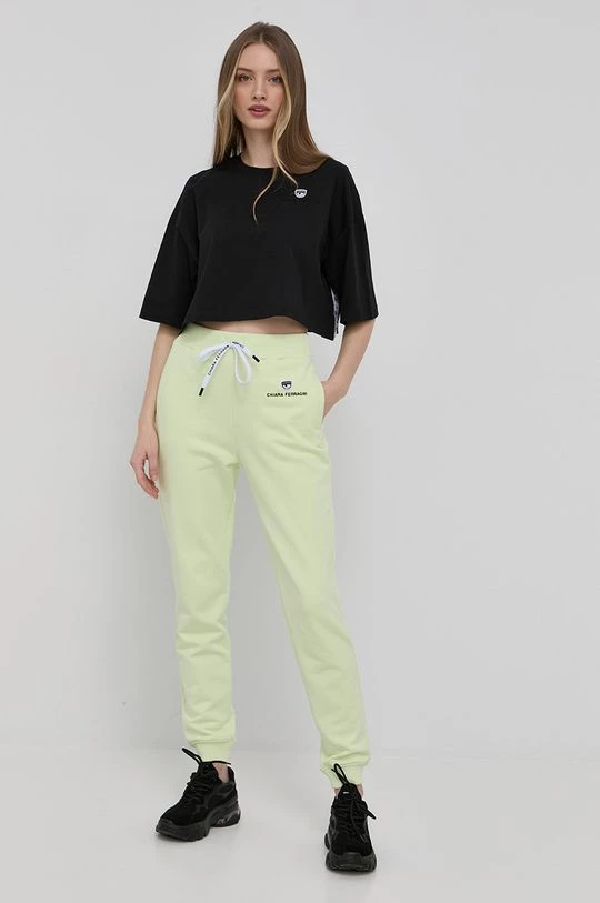 Γυναικεία Παντελόνια φόρμας Βαμβακερό παντελόνι Chiara Ferragni χρώμα: πράσινο 4 Γυναικεία Παντελόνια φόρμας Βαμβακερό παντελόνι Chiara Ferragni χρώμα: πράσινο - Image 2