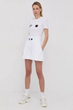 Γυναικεία Σορτς Βαμβακερό σορτσάκι Chiara Ferragni χρώμα: άσπρο -Φτηνός Chiara Ferragni Κατάστημα unnamed file 1703