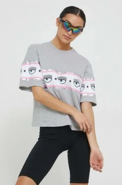 Γυναικεία Κοντομάνικο Βαμβακερό μπλουζάκι Chiara Ferragni γκρι