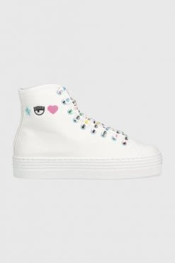 Γυναικεία Ψηλά Πάνινα παπούτσια Chiara Ferragni High Canvas άσπρο