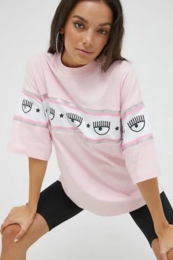 Γυναικεία Κοντομάνικο Βαμβακερό μπλουζάκι Chiara Ferragni ροζ