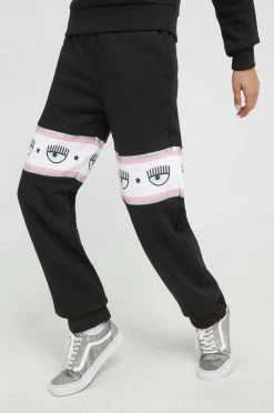 Γυναικεία Παντελόνια φόρμας Βαμβακερό παντελόνι Chiara Ferragni μαύρο