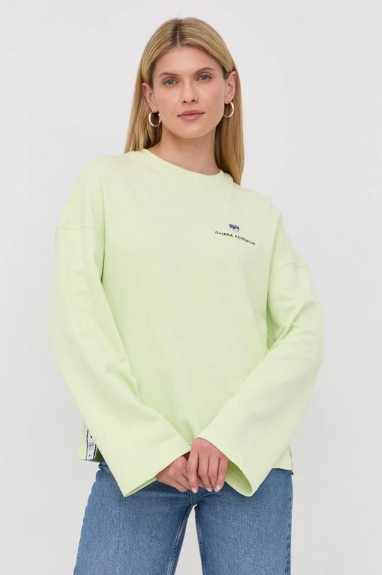Γυναικεία Χωρίς φερμουάρ Βαμβακερή μπλούζα Chiara Ferragni χρώμα: πράσινο, 3 Γυναικεία Χωρίς φερμουάρ Βαμβακερή μπλούζα Chiara Ferragni χρώμα: πράσινο,
