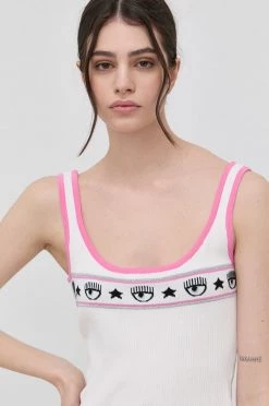 Γυναικεία Αμάνικος Chiara Ferragni - Top Logomania έντονο ροζ