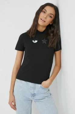 Γυναικεία Κοντομάνικο Βαμβακερό μπλουζάκι Chiara Ferragni μαύρο