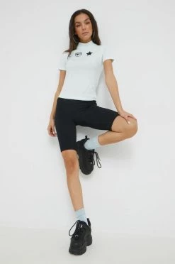 Γυναικεία Κοντομάνικο Βαμβακερό μπλουζάκι Chiara Ferragni τιρκουάζ